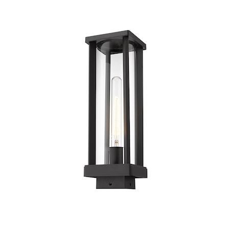 Z-Lite Glenwood 1 Light Outdoor Post Mount Fixture, Black & Clear 586PHMS-BK